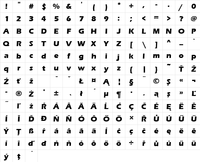 ErasItcTEE Bold Character Map
