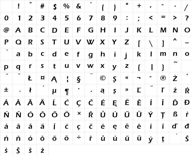 ErasItcTEEDem Regular Character Map