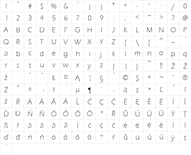 ErasItcTEELig Regular Character Map