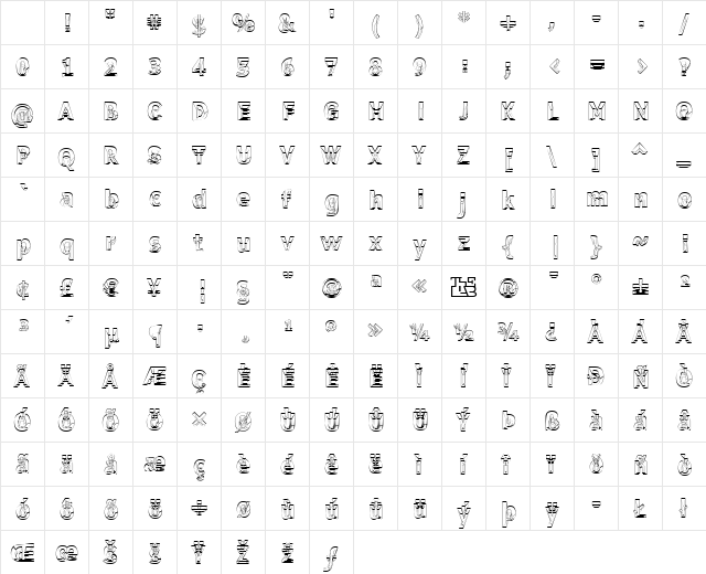 Erectlorite Regular Character Map Erectlorite Regular Character Map