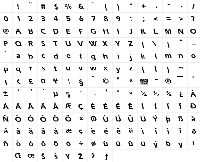 ErgoeBS Bold Character Map ErgoeBS Bold Character Map