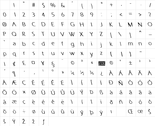 ErgoeBS Regular Character Map ErgoeBS Regular Character Map