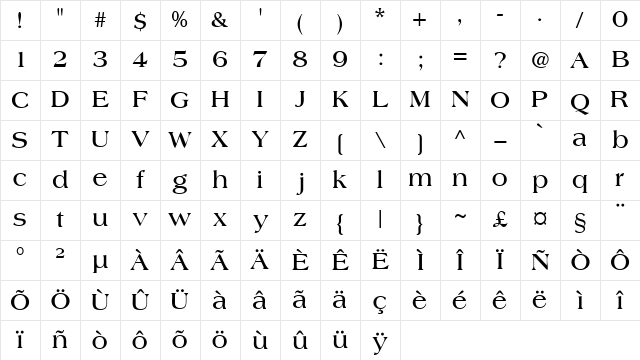 LowBoat Bold Character Map
