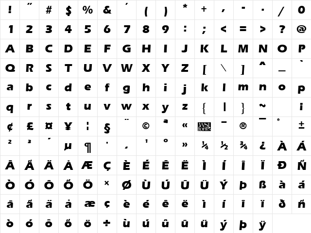 ErgoeMildExtrabold Regular Character Map