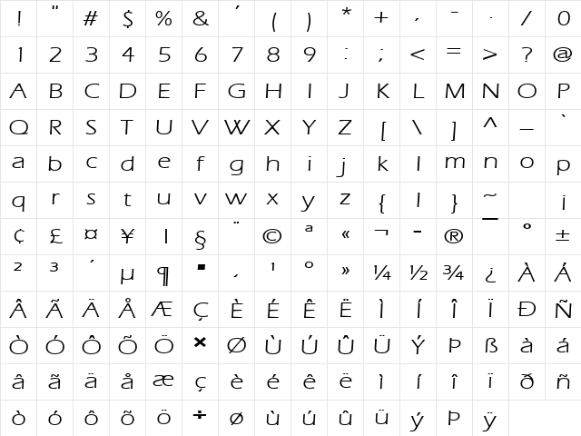 Eric Lite Extended Bold Character Map Eric Lite Extended Bold Character Map
