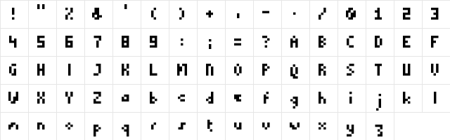 8bit_tiny_retro Regular Character Map