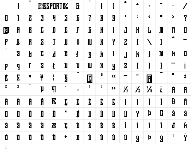 Esporte Personal Use Only Regular Character Map Esporte Personal Use Only Regular Character Map