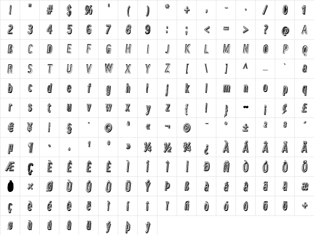 LowerMetal Regular Character Map LowerMetal Regular Character Map