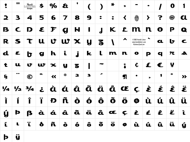 EsquivelCondensed Regular Character Map