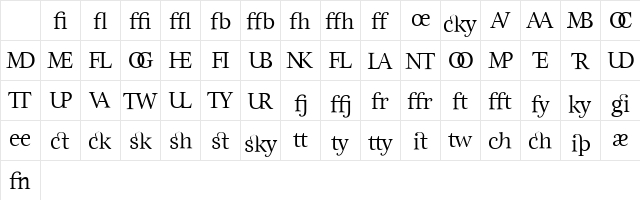 EstaLigatures Regular Character Map EstaLigatures Regular Character Map