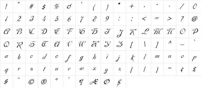 Esperanza Regular Character Map