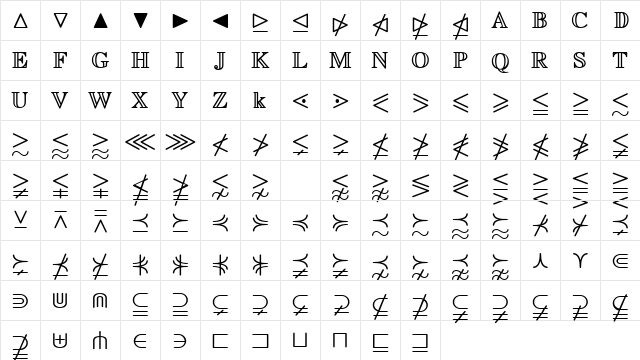 Euclid Math Two Bold Character Map