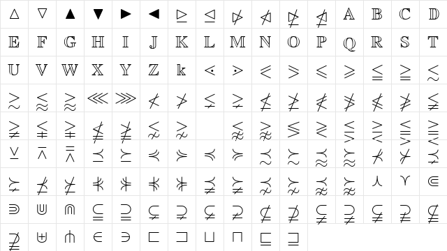 Euclid Math Two Regular Character Map