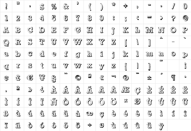 EugeneBeckerShadow-Medium Regular Character Map EugeneBeckerShadow-Medium Regular Character Map