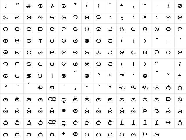 Alpha Sentry Regular Character Map