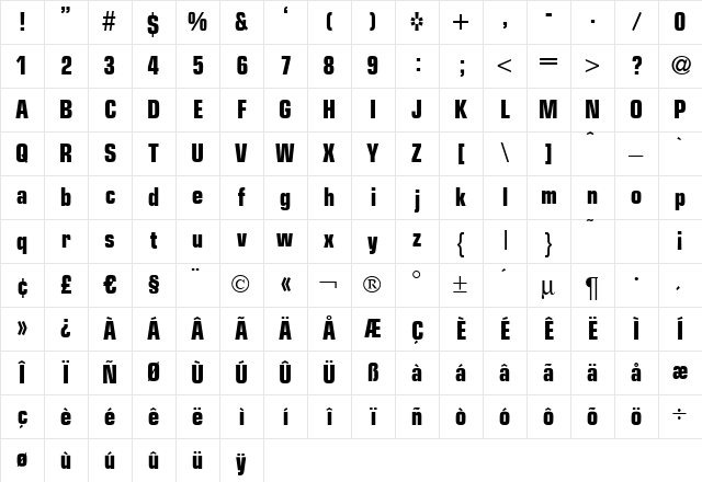 EurasiaCd Bold Character Map