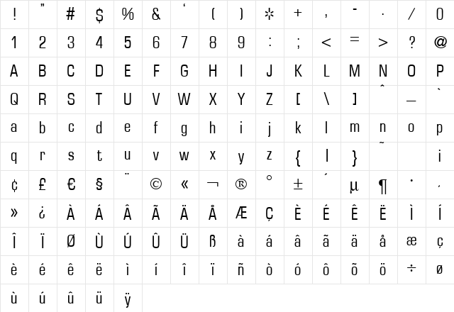 EurasiaCd Regular Character Map