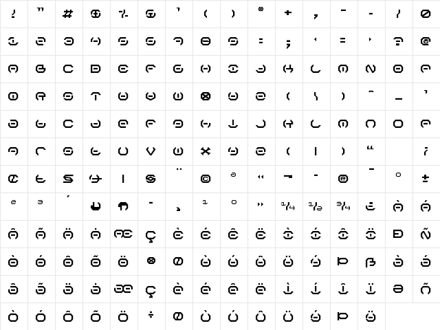 Alpha Sentry Regular Character Map