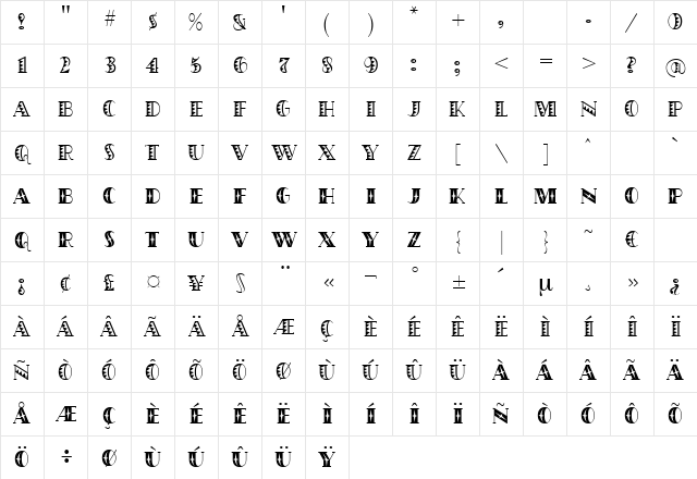 Eureka Regular Character Map