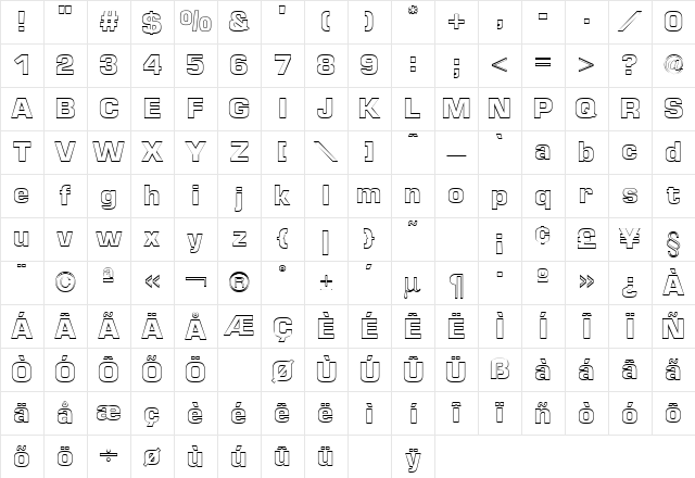 Euro Bold Character Map Euro Bold Character Map