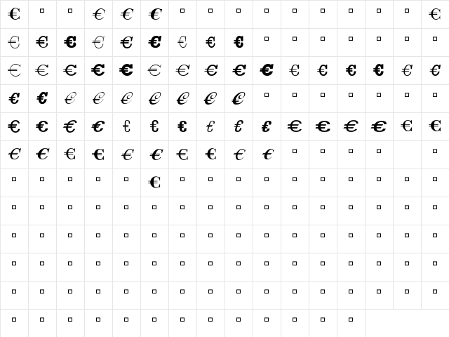 EuroC Regular Character Map
