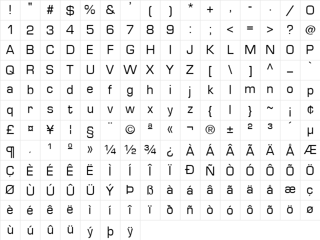 Euromode Plain Character Map Euromode Plain Character Map