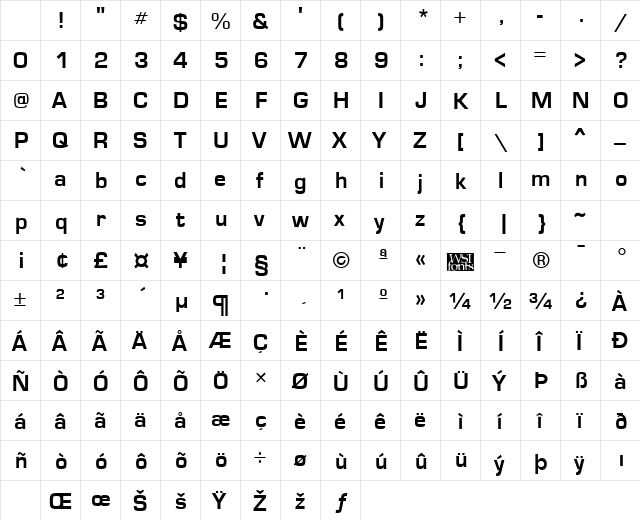 Eurose Regular Character Map Eurose Regular Character Map