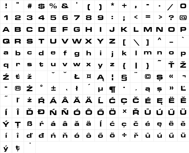 EurostileTEEBlaExt Regular Character Map