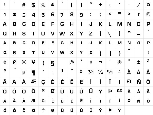 Eurostile Becker Caps Bold Character Map Eurostile Becker Caps Bold Character Map