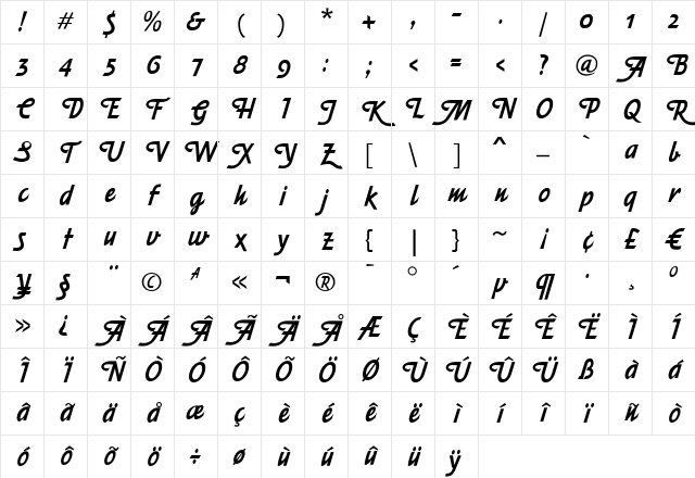 Eveningnews Fancy Regular Character Map