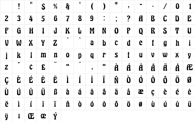 Excalibur Nouveau Med Regular Character Map Excalibur Nouveau Med Regular Character Map