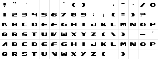 Excelsior Regular Character Map