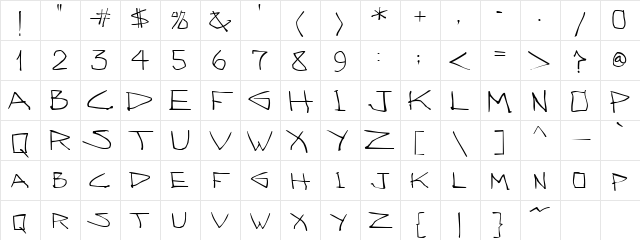 AlphaMouse Regular Character Map