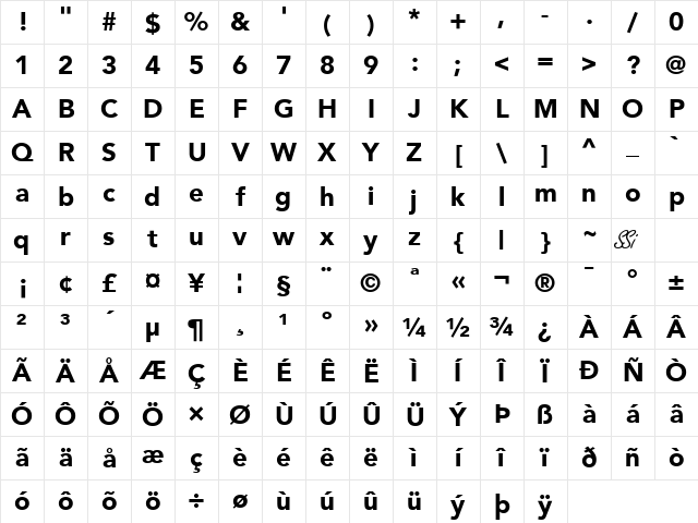 Expo Black SSi Black Character Map Expo Black SSi Black Character Map