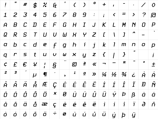 Expo Regular Character Map