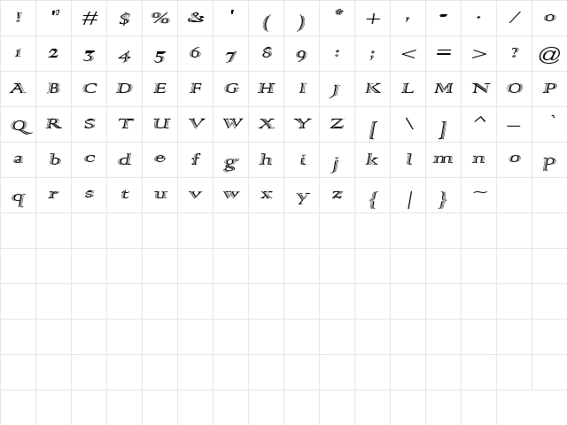 AlphaRev Regular Character Map