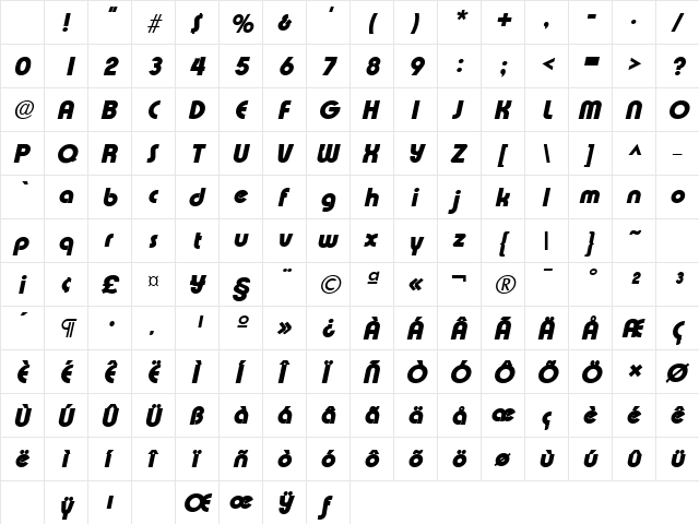 ExpressaLH Bold Italic Character Map ExpressaLH Bold Italic Character Map