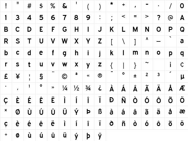 Expressway SemiBold Character Map