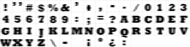 ExtraBlur Regular Character Map