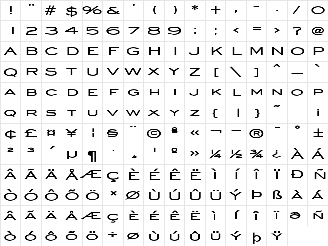 Eye glass Extended Bold Character Map Eye glass Extended Bold Character Map