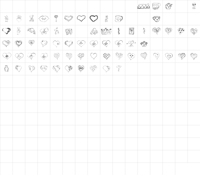 LSValentineDoodles Regular Character Map
