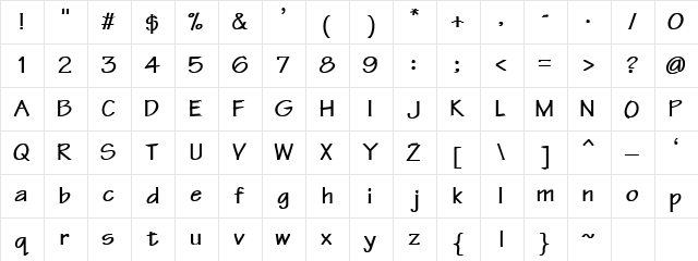 Handprint Bold Character Map