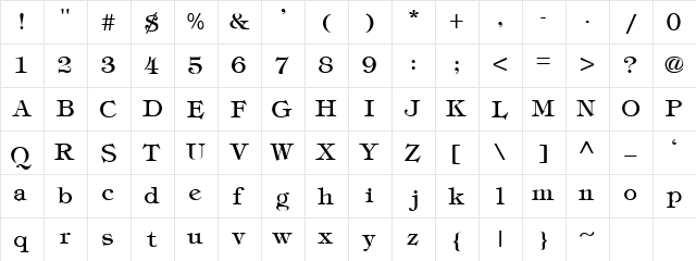 NewTiffany Normal Character Map