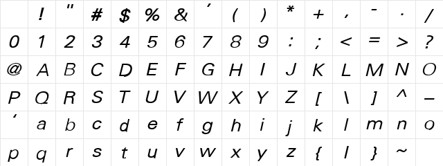 Un1_slite bold-italic Character Map