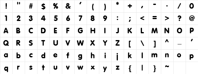 St_Rad Bold Character Map