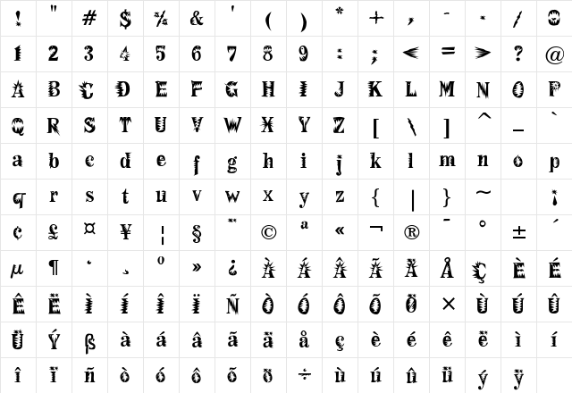 F2FMadZineFear Regular Character Map F2FMadZineFear Regular Character Map