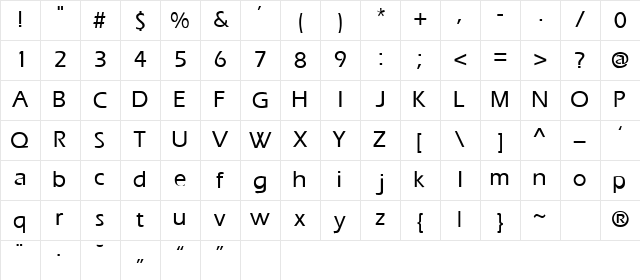 EuroCanal_Lite Bold Character Map