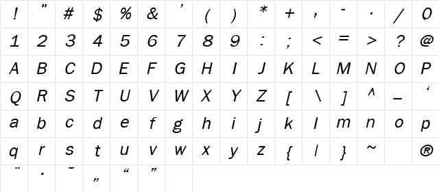 New_Roman2 Italic Character Map New_Roman2 Italic Character Map