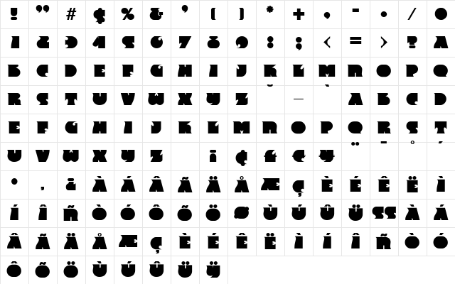 F820-Deco Bold Character Map
