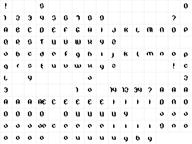 Facet Black Regular Character Map